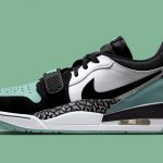 Du vert pastel se pose sur la Jordan Legacy 312 Low.