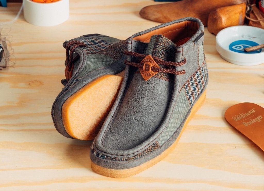 La collaboration Bodega x Clarks Patchwork Wallabee 3.0 « Northeast Corridor » sortira en mars 2025.