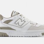 Le modèle New Balance 550 est parsemé de points « Olive » clairs.